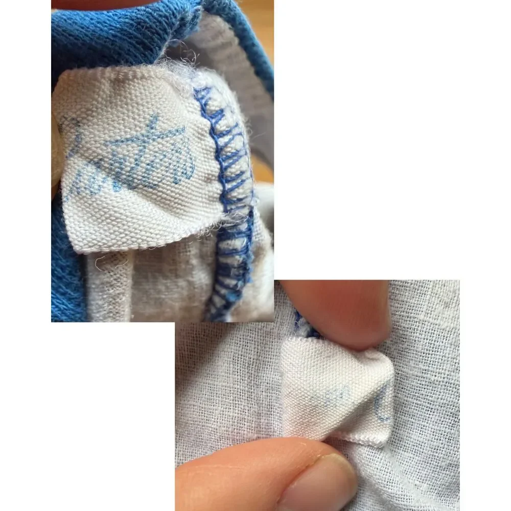 VTG Blue Carter's Baby Lined Sleeveless Shorts Nautical Sailor Romper 6 Mo 90s